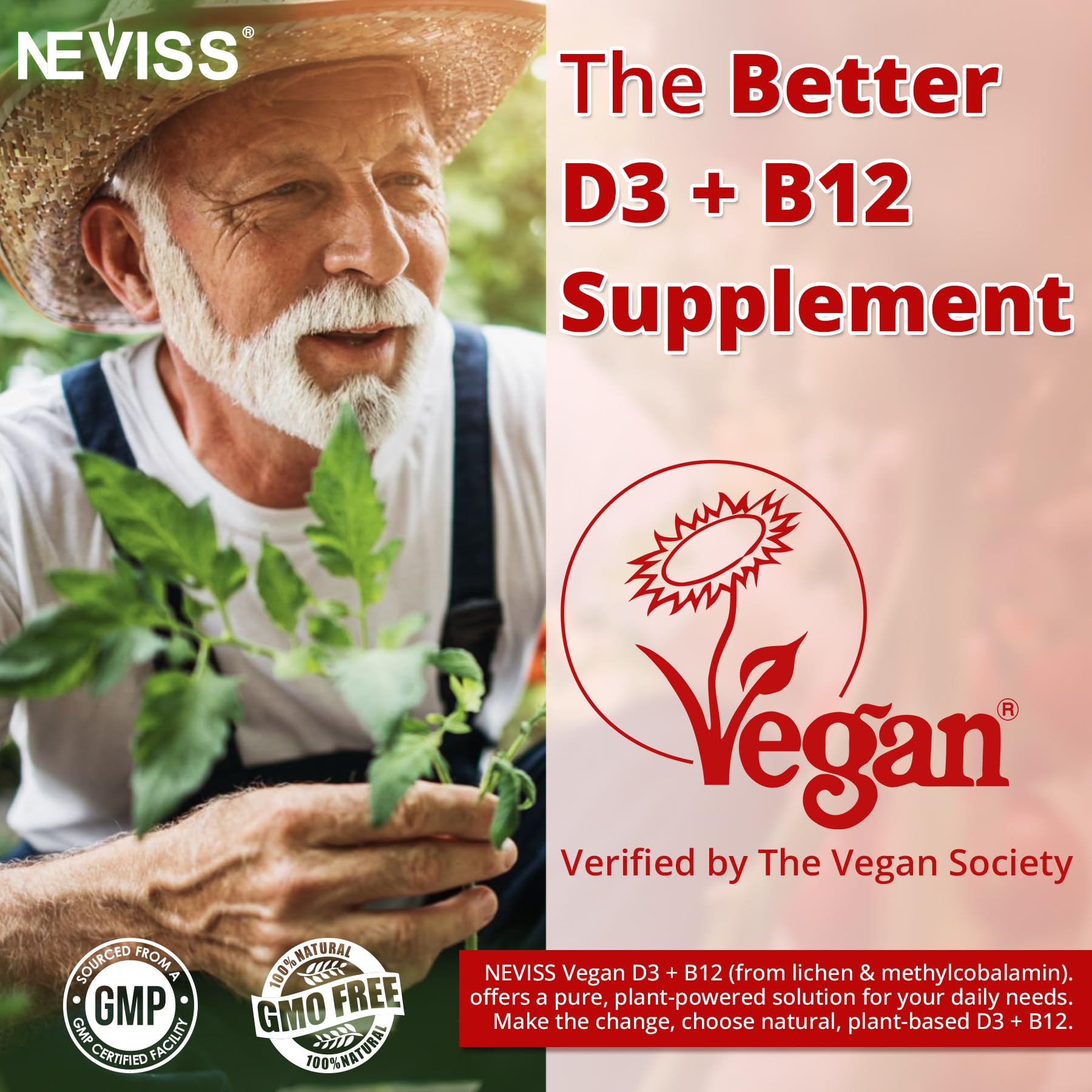 NEVISS 2Pack Vegan Vitamin D3 + Vitamin B12 Gummies, High Potency D3 5000IU & 1000 mcg Methylated B12, Vitamin D3 and B12 for Adults, Support Bone Health, Immune & Energy Supplement, 120 Count - Image 6